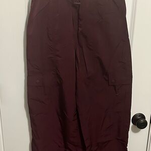 PINK Victoria's Secret burgundy parachute Cargo Pants.